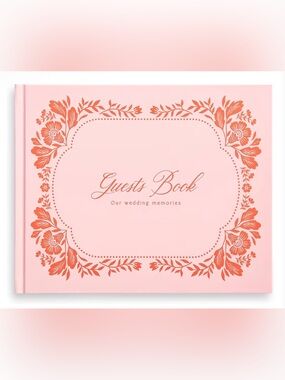 Hardcover Pink Floral Guests Book For Wedding